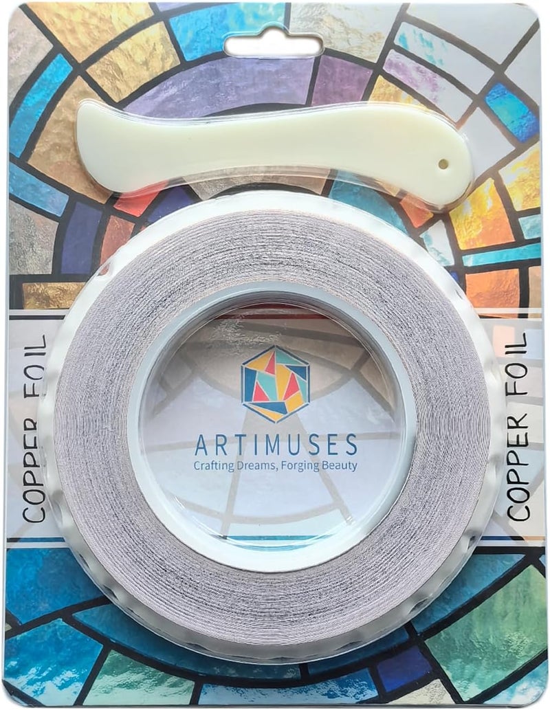 ARTIMUSES 7/32 Inch Black Backed Copper Foil Tape for Stained Glass,36 Yards (2Rolls) - Image 1